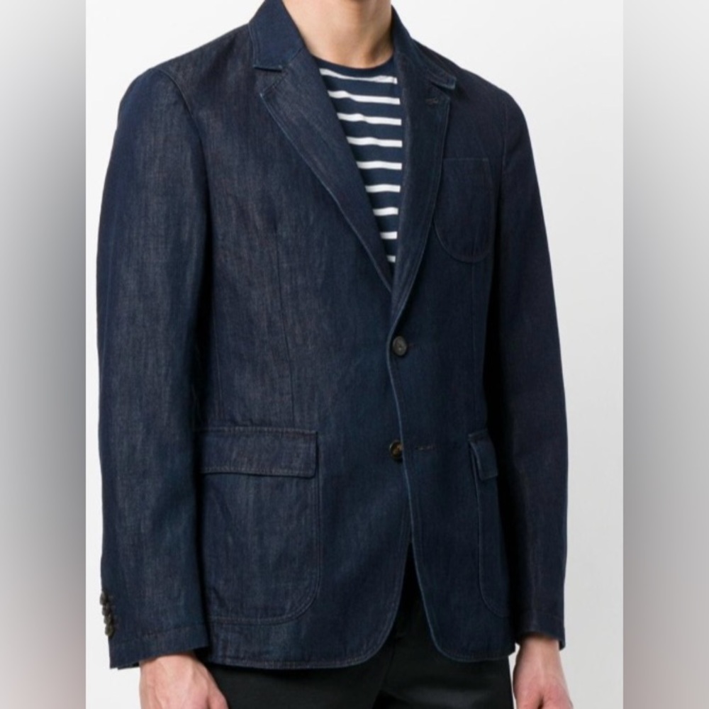 Elegant Dark Blue Men's Denim Blazer
